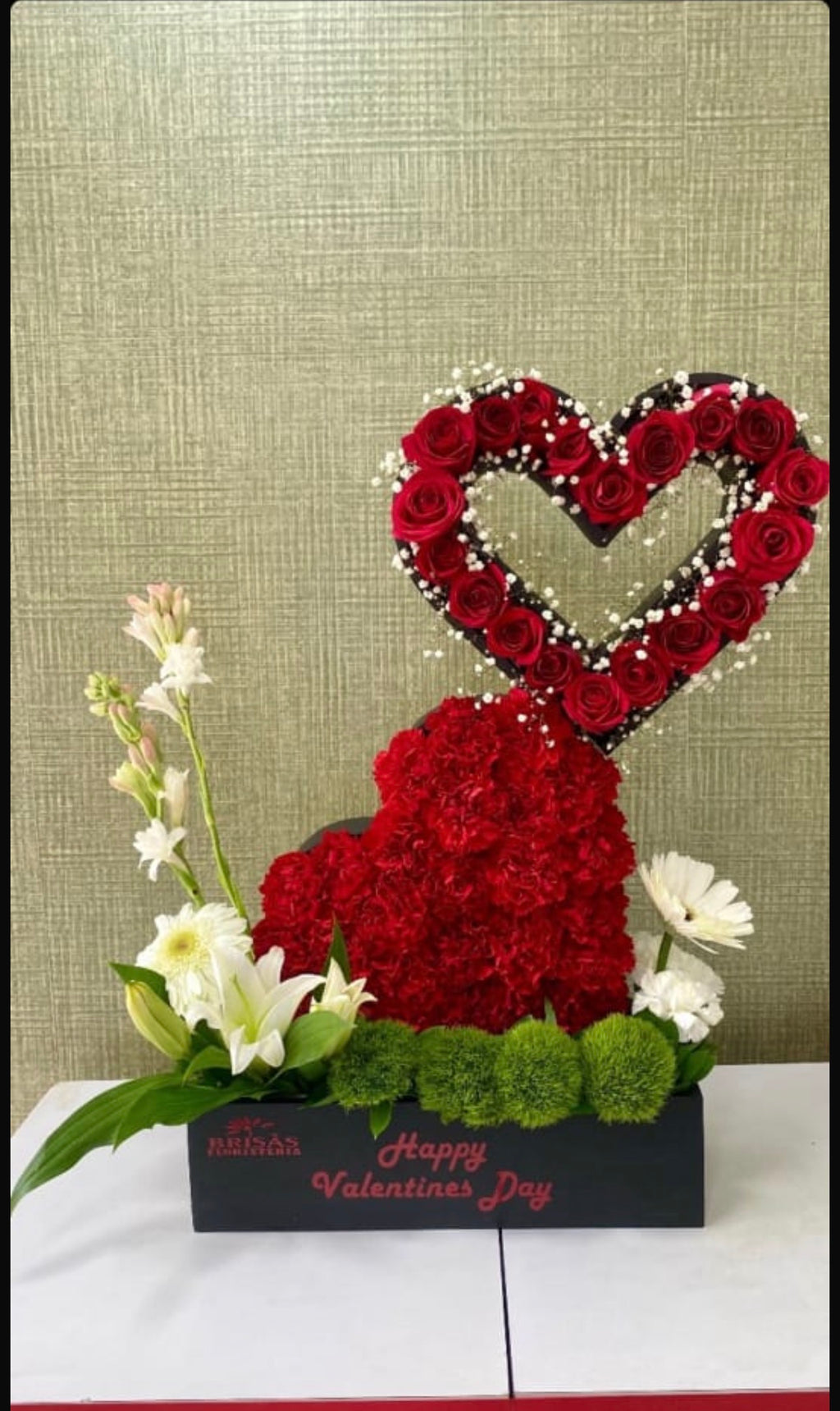 Arreglo doble corazón de madera